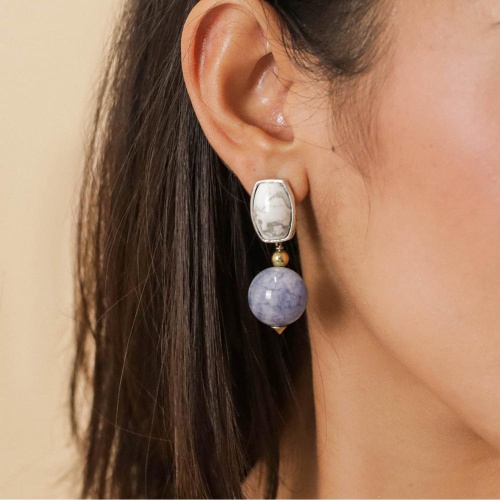 Серьги Nature Bijoux, Arctique, с аквамарином и говлитом, NB25.1-12-90011 голубой фото 3